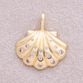16K Gold Plated Micro Paved CZ Ocean Sea Shell Pendant - Sold Each