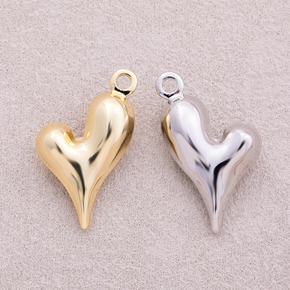 16K Gold Plated Asymmetric Chubby Heart Charm - Sold Each
