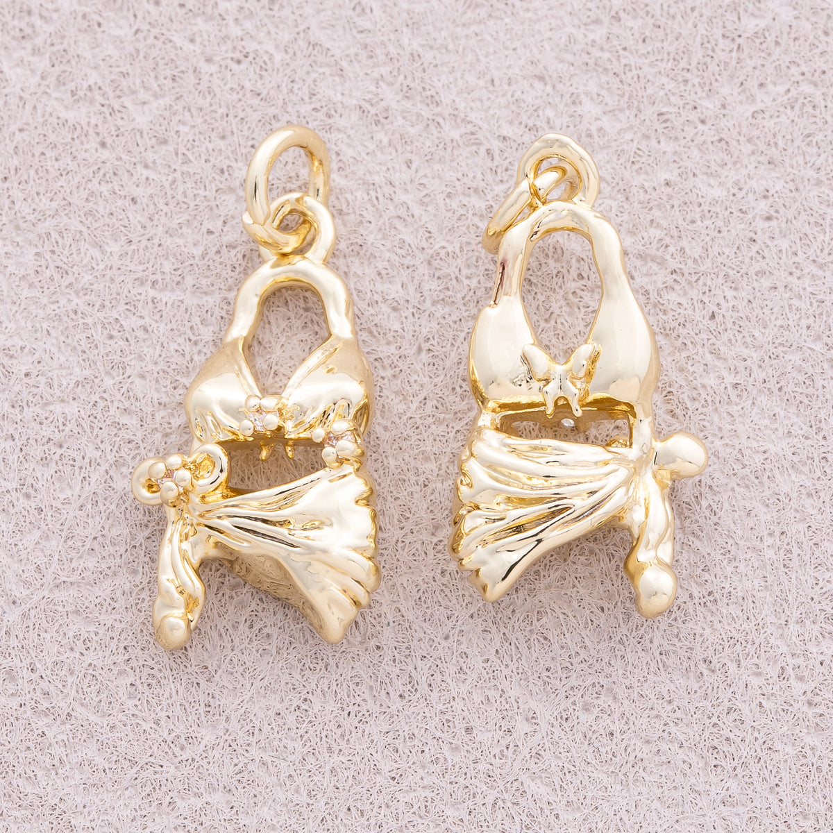 16K Gold Plated Clear CZ Beach Bra Bikini Charm - Sold Each