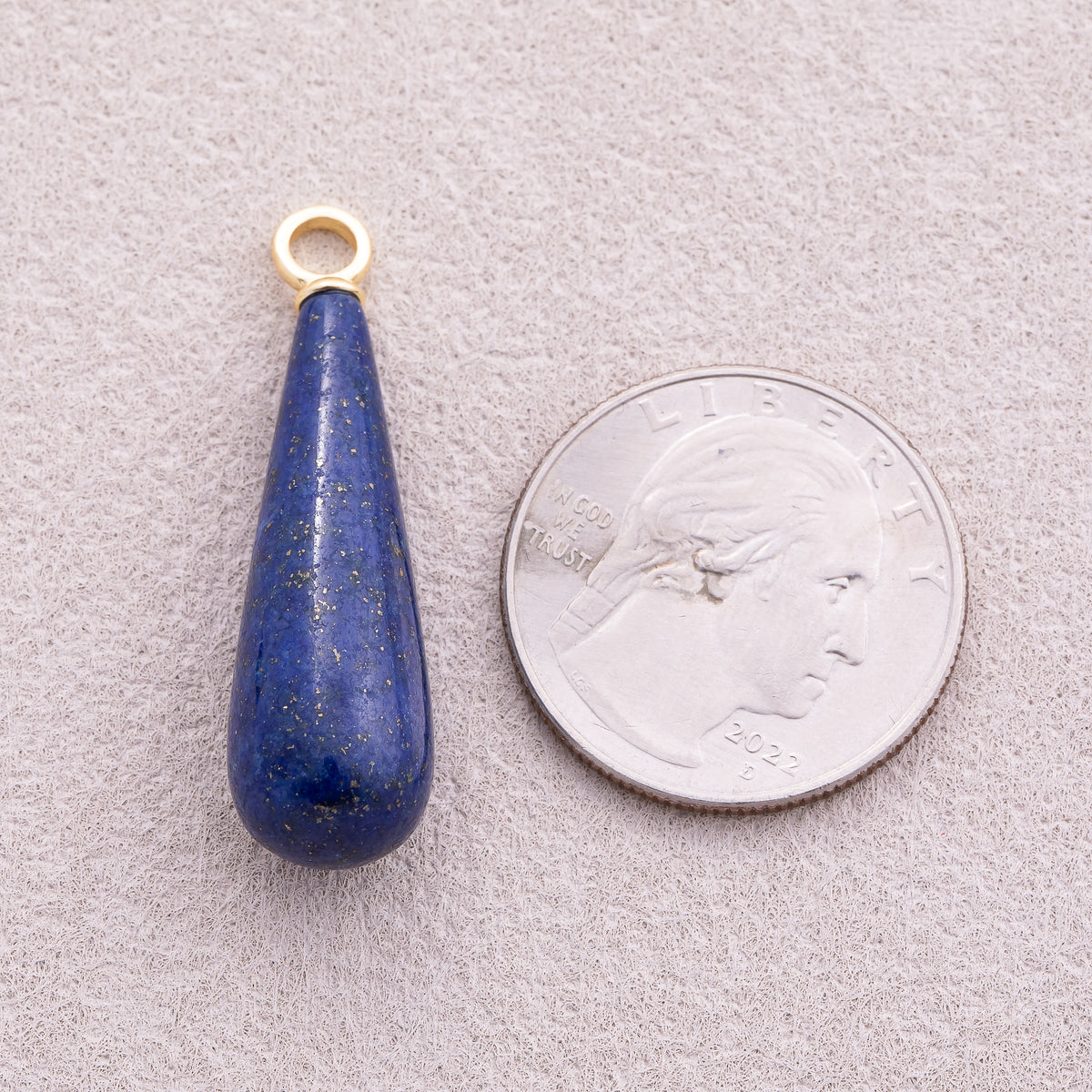 18K Gold Plated Multicolor Natural Gemstone Long Teardrop Pendant - Sold Each