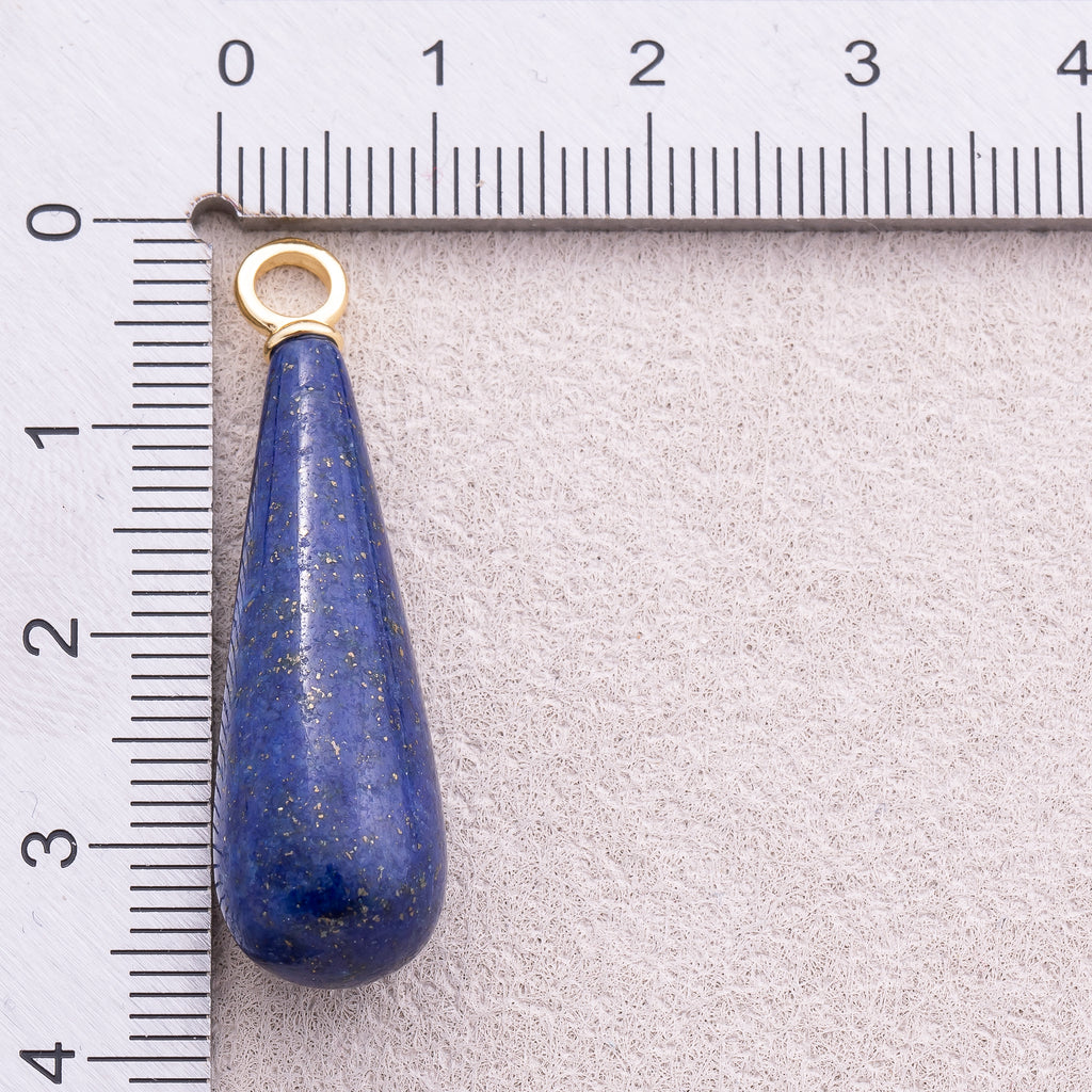 18K Gold Plated Multicolor Natural Gemstone Long Teardrop Pendant - Sold Each