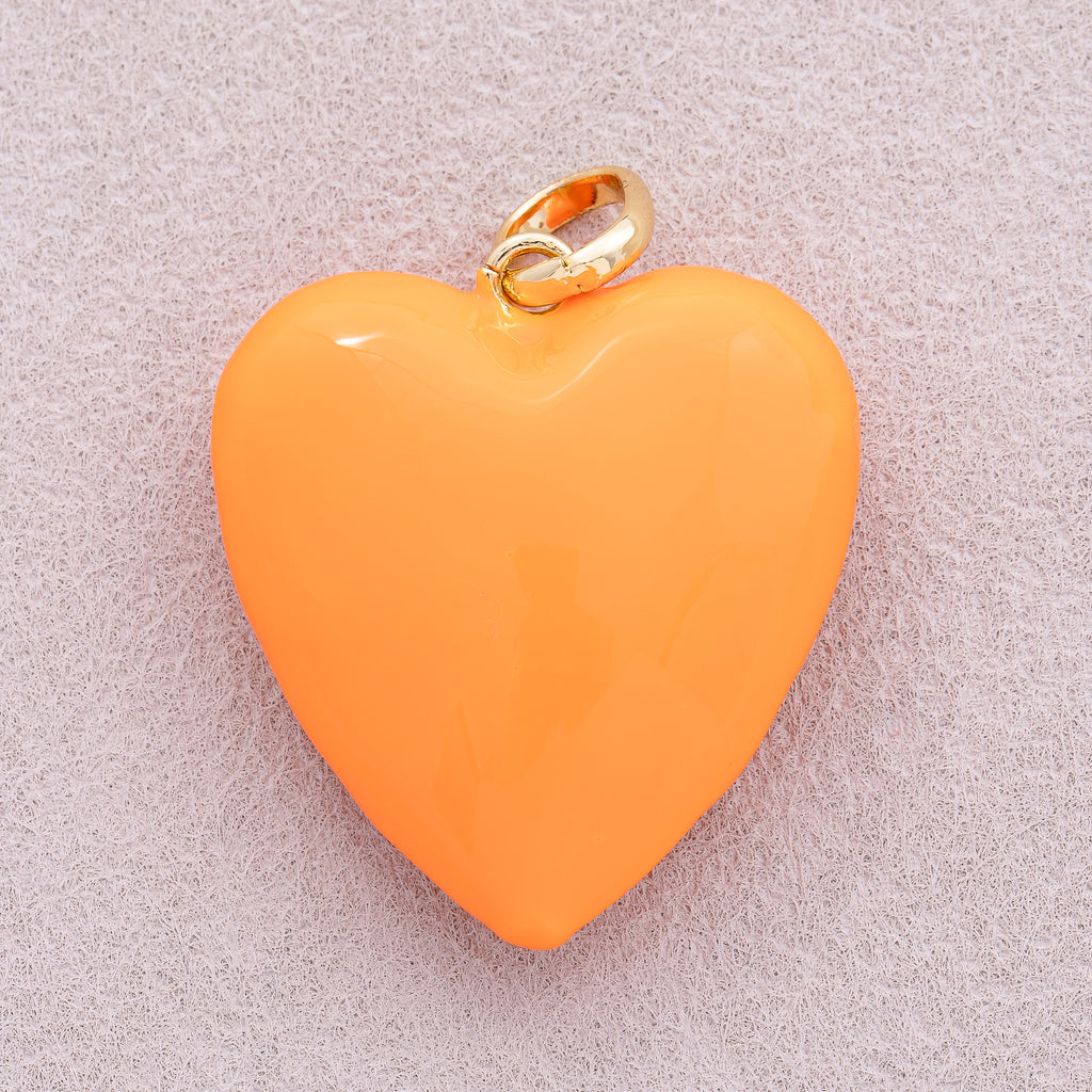 16K Gold Plated Colorful Pastel Heart Pendant - Sold Each