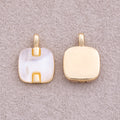 16K Gold Plated Mother Of Pearl Square Tag Charm - Sold Each