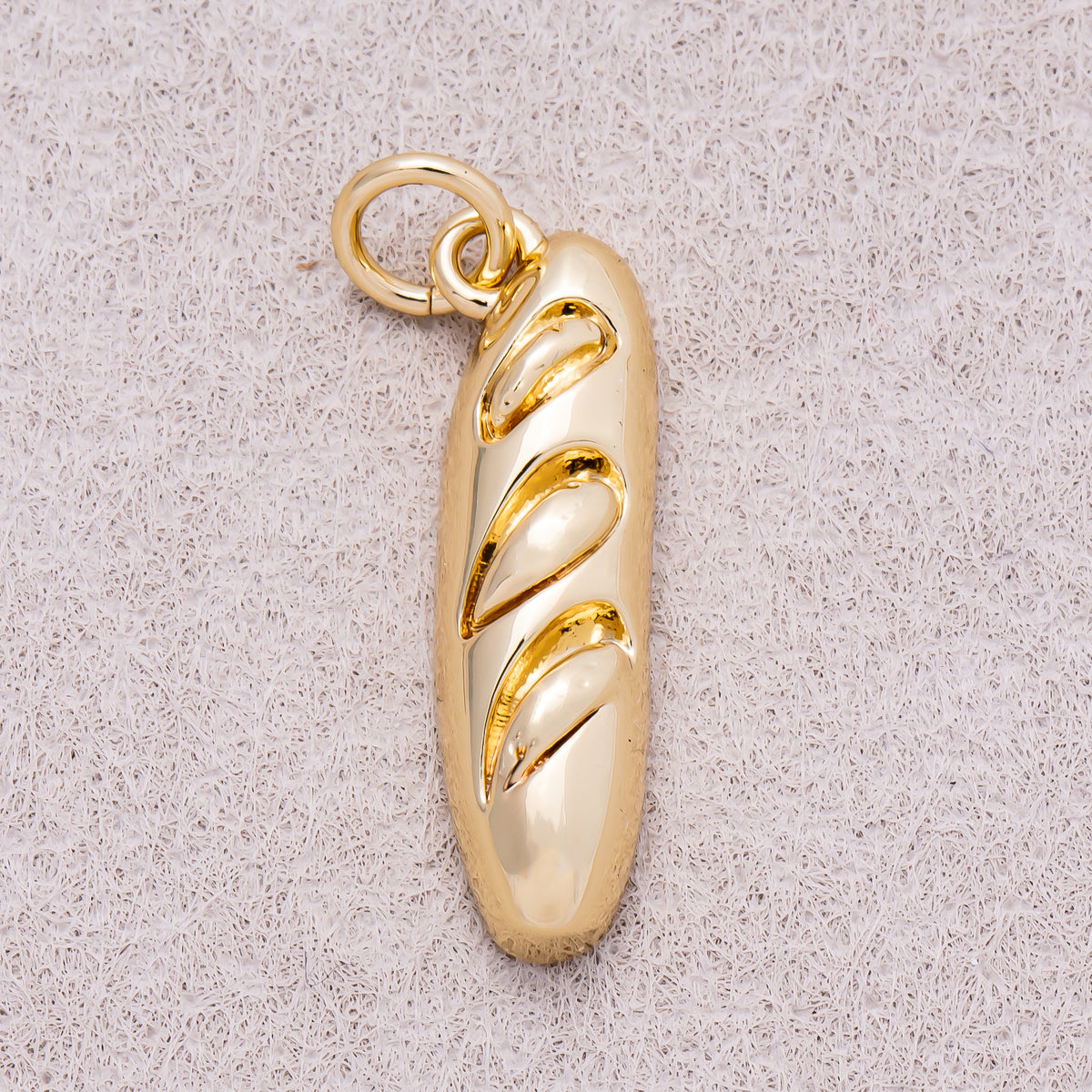 16K Gold Plated Bread Baguette Breakfast Charm - Sold Each