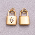 Gold PVD Stainless Steel Celestial Sun Padlock Charm