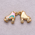 Gold PVD Stainless Steel Colorful Roller Skates Enamel Charm