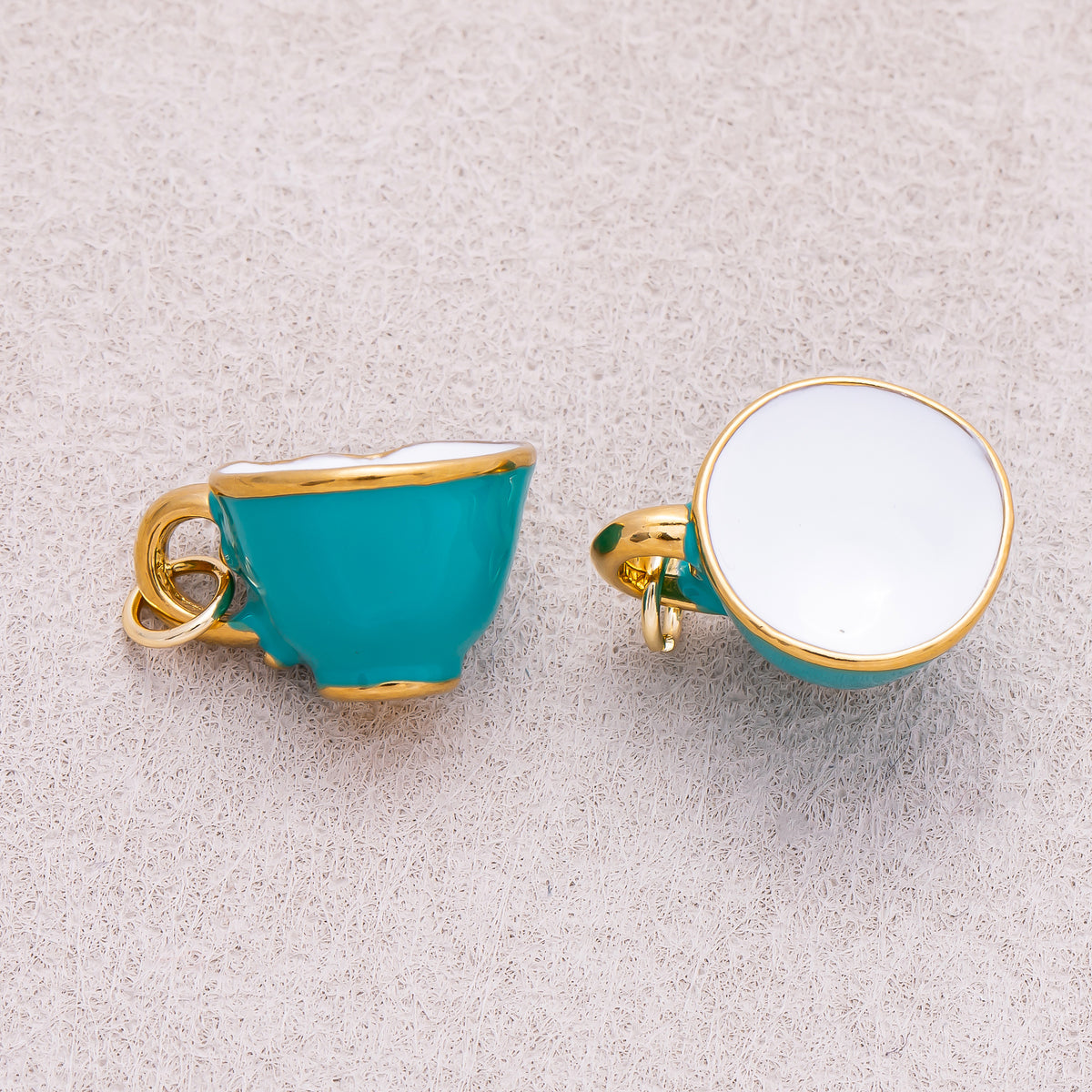 Gold PVD Stainless Steel Blue Enamel Breakfast Mug Mini Charm