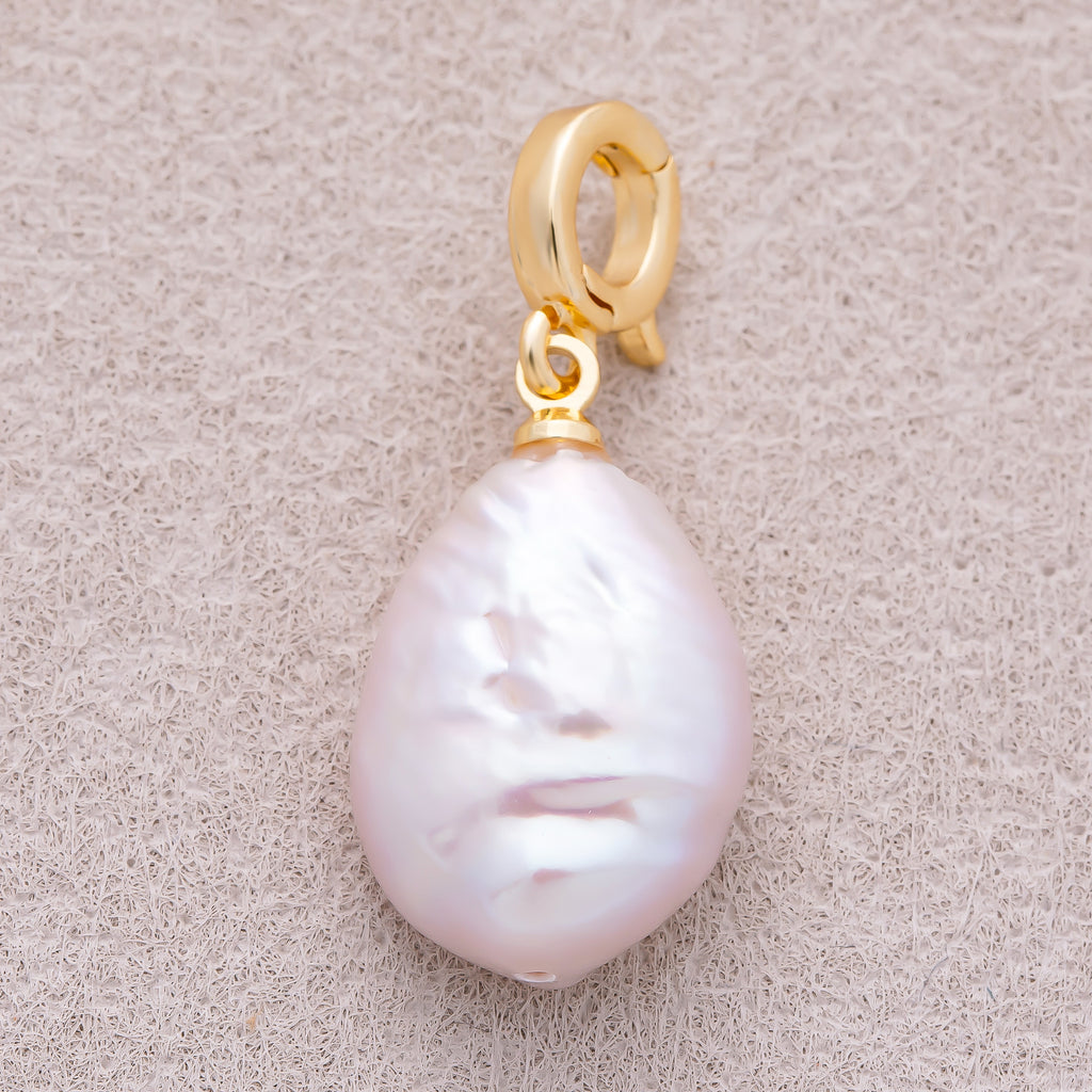 18K Gold Plated Freshwater Pearl Irregular Oval Pendant - Sold Each