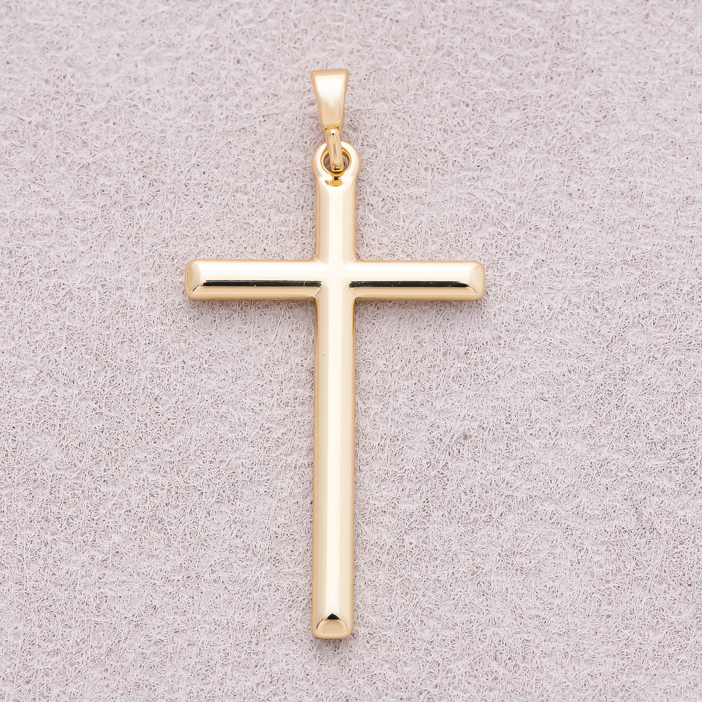 14K Gold Plated Plain Religious Cross Charm - Sold Each