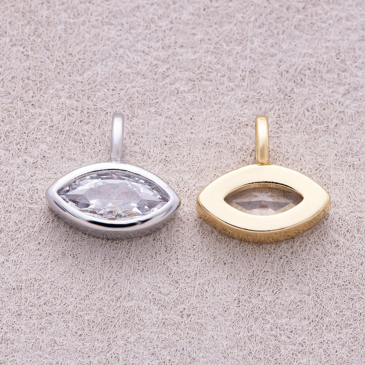 16K Gold Plated Bezel Set CZ Marquise Pendant - Sold Each