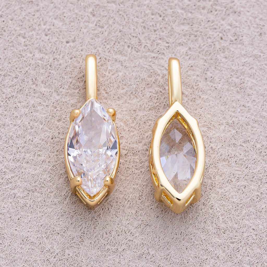 16K Gold Plated Clear CZ Marquise Pendant - Sold Each