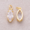 16K Gold Plated Clear CZ Marquise Charm - Sold Each
