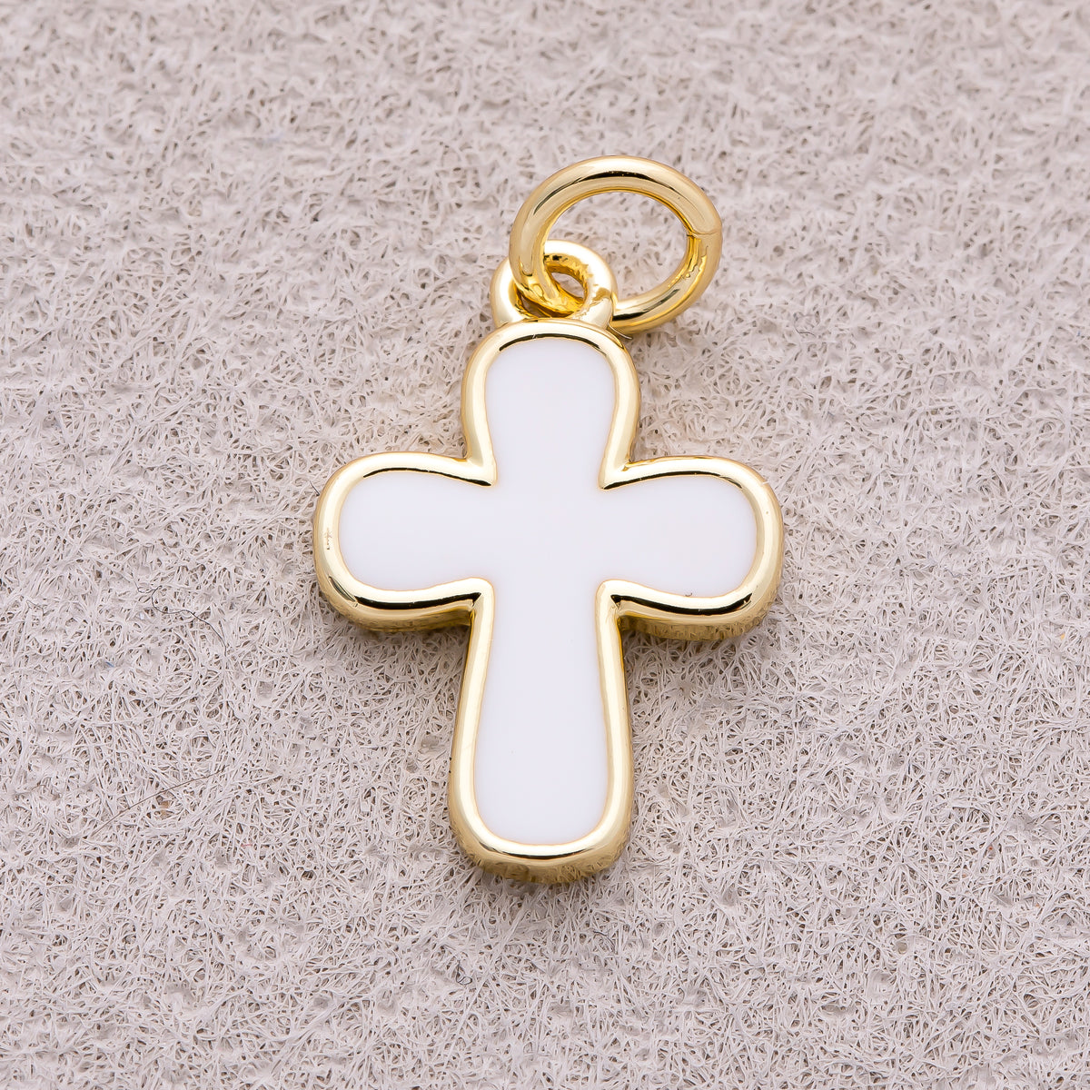 16K Gold Plated Bezel Set Acrylic Religious Cross Charm - Sold Each