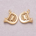 16K Gold Plated Clear CZ French Horn Musical Instrument Charm - Sold Each