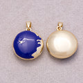 16K Gold Plated Blue Sapphire Starry Sky Round Open Locket Pendant - Sold Each