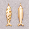 Gold PVD Stainless Steel Textured Fish Multidimensional Animal Pendant