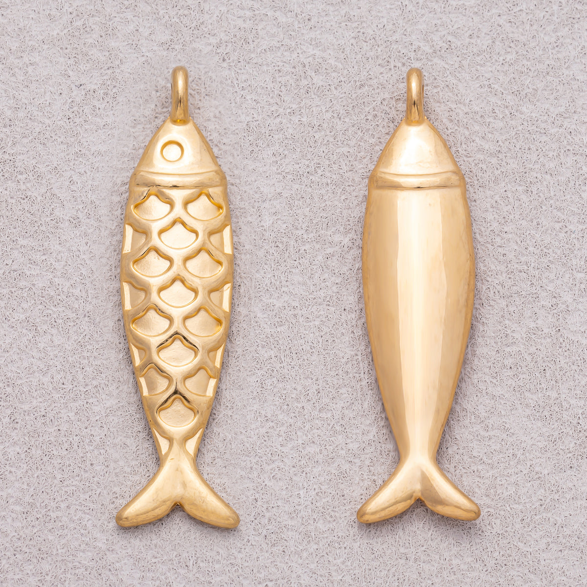 Gold PVD Stainless Steel Textured Fish Multidimensional Animal Pendant