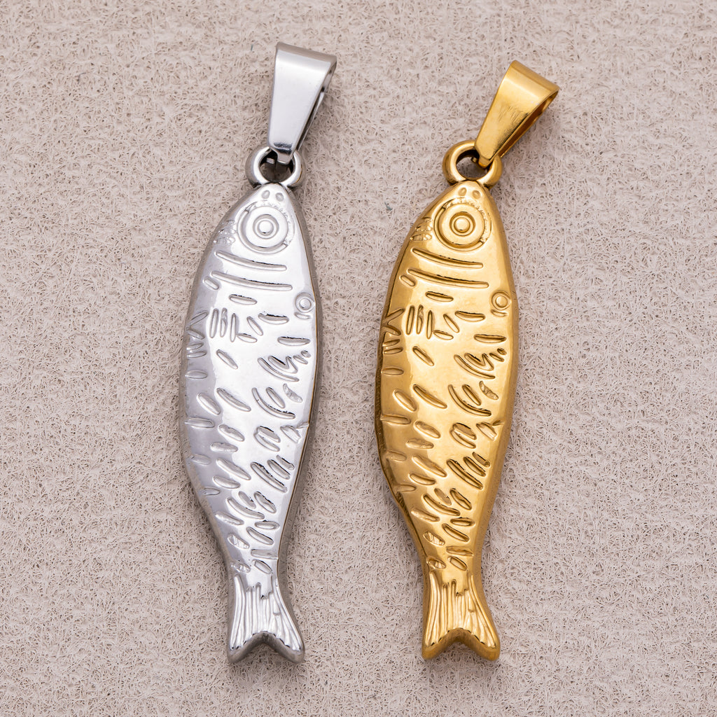 Launch Promo: 18K Gold PVD Stainless Steel Ocean Textured Fish Animal Pendant | Sold Each