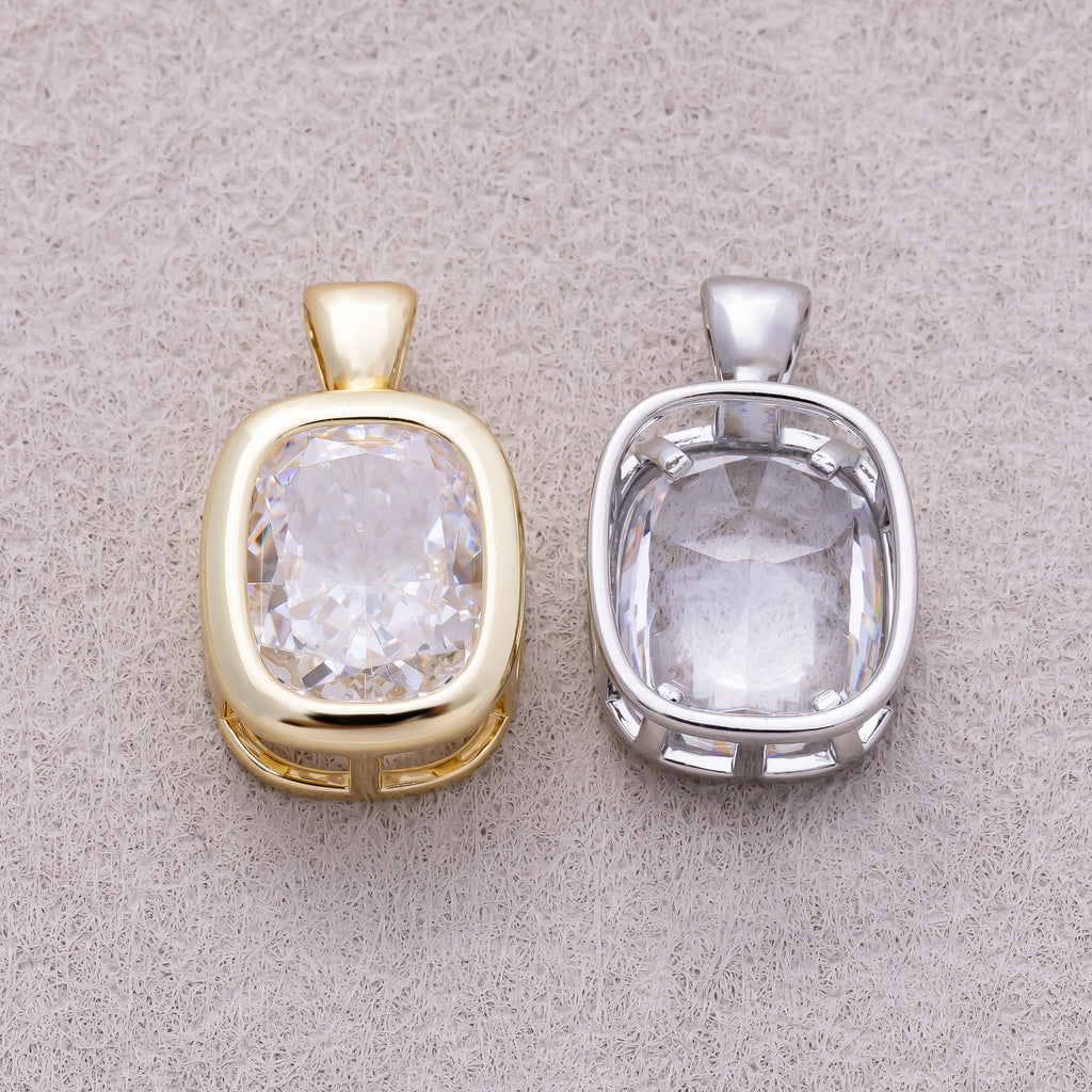 16K Gold Plated Clear CZ Mini Oval Bezel Pendant - Sold Each