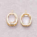 16K Gold Plated Clear CZ Rounded Oval Baguette Solitaire Bezel Pendant - Sold Each