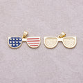 16K Gold Plated American Flag Sunglasses Enamel Pendant - Sold Each