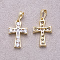 16K Gold Plated Clear CZ Lined Religious Cross Pendant - Sold Each
