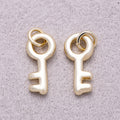16K Gold Plated Minimalist Puffy Skeleton Key Charm - Sold Each