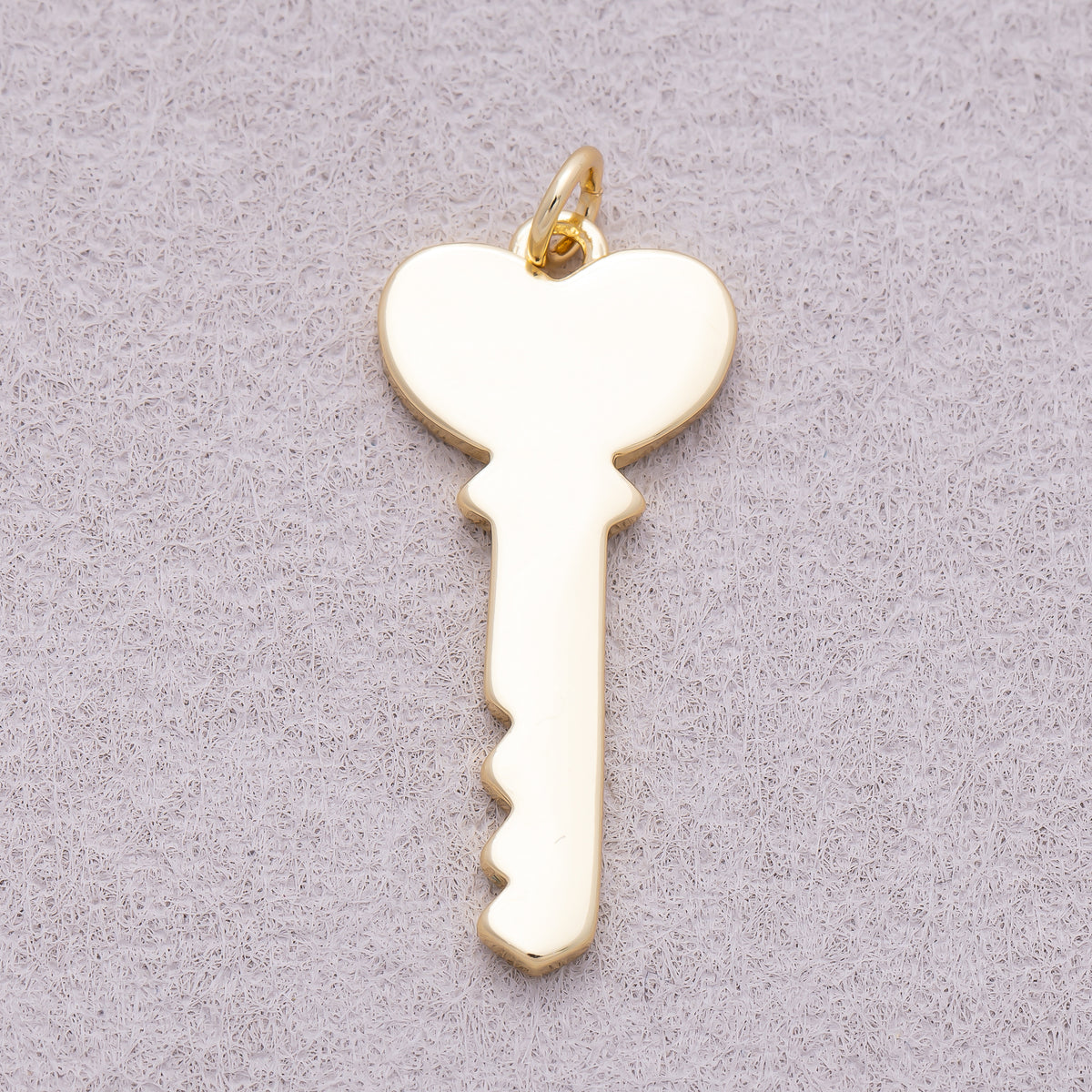16K Gold Plated Minimalist Plain Heart Bow Key Charm - Sold Each