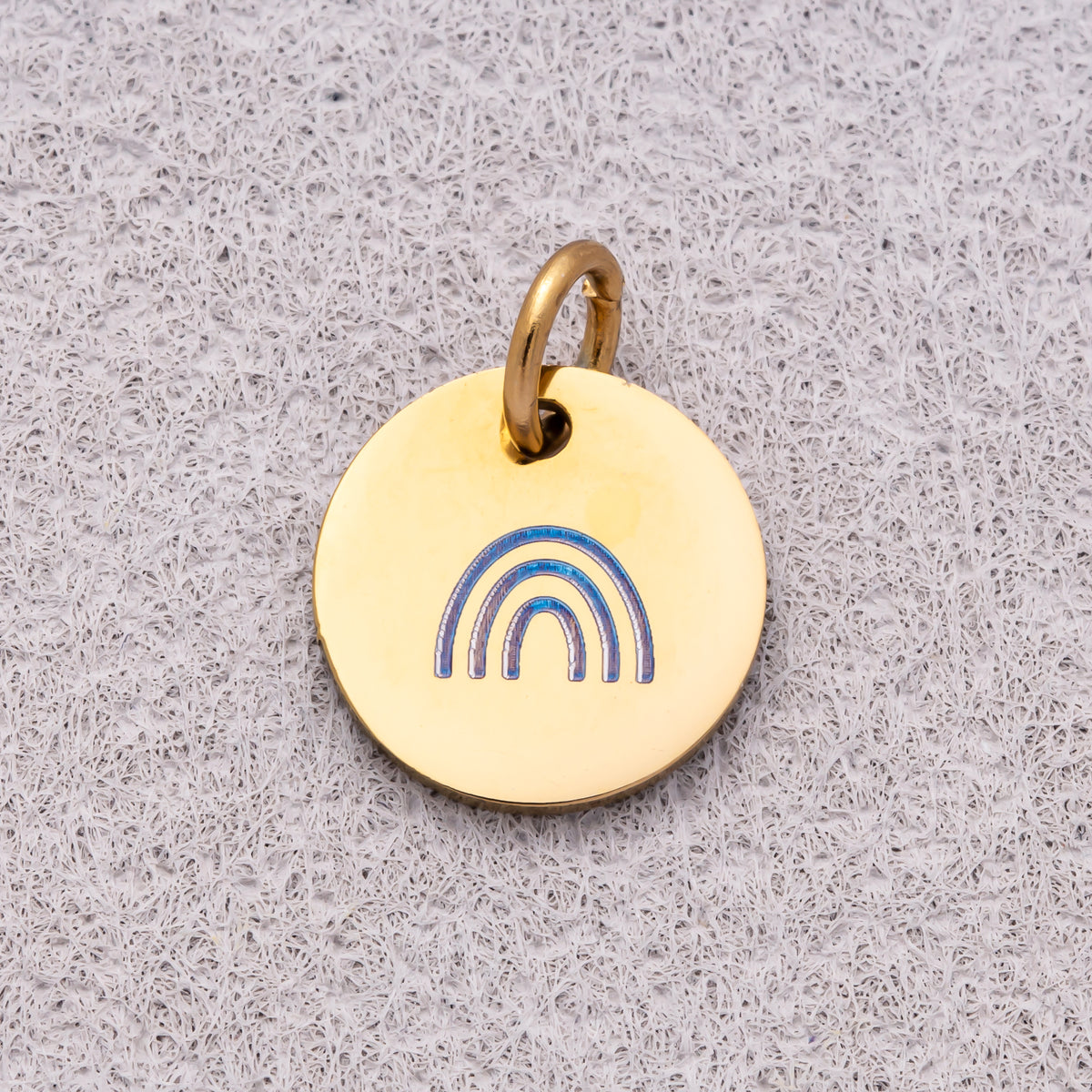 Gold PVD Stainless Steel Minimalist Nature Round Disc Medallion Charm