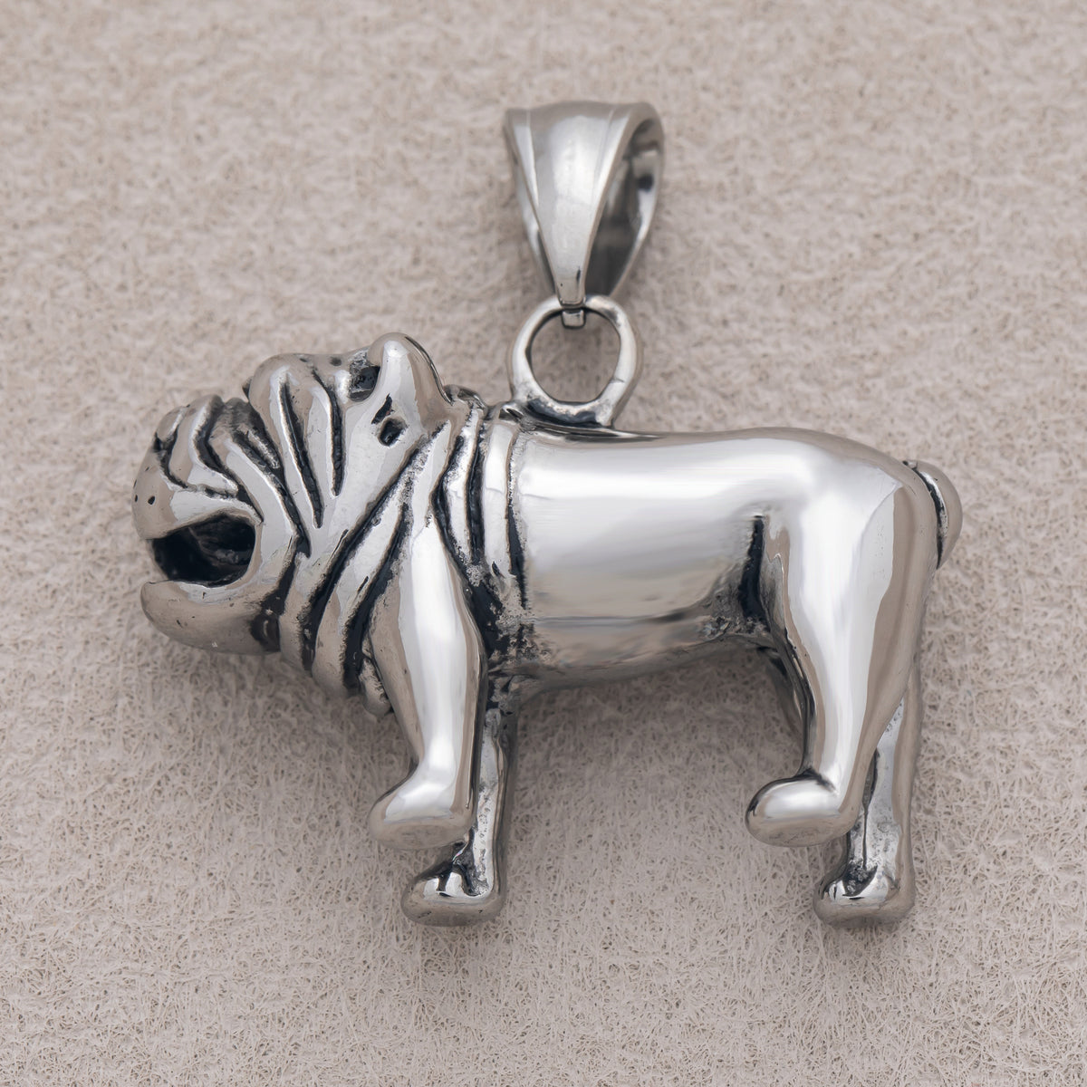 Gold PVD Stainless Steel Bulldog Animal Pet Multidimensional Pendant in Gold & Silver