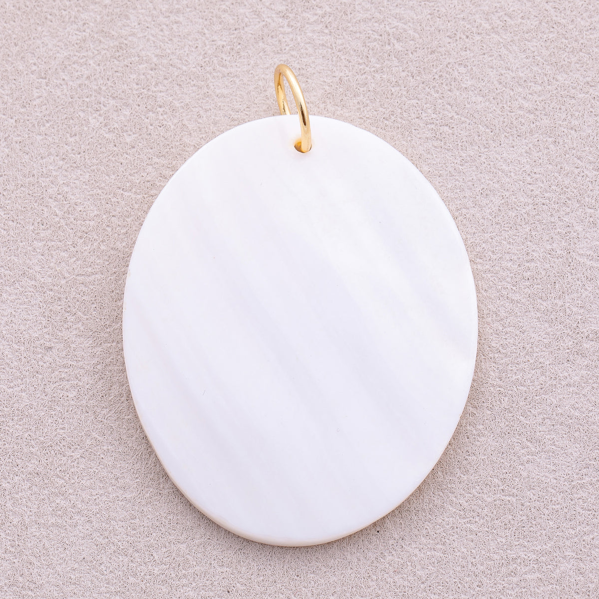 18K Gold Plated Large Oval White Mother of Pearl Charm - Sold Each
