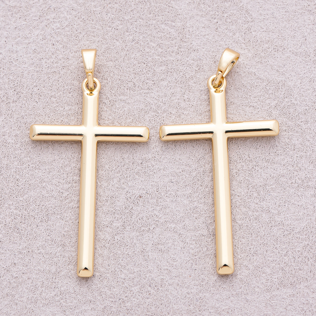 14K Gold Plated Plain Religious Cross Charm - Sold Each