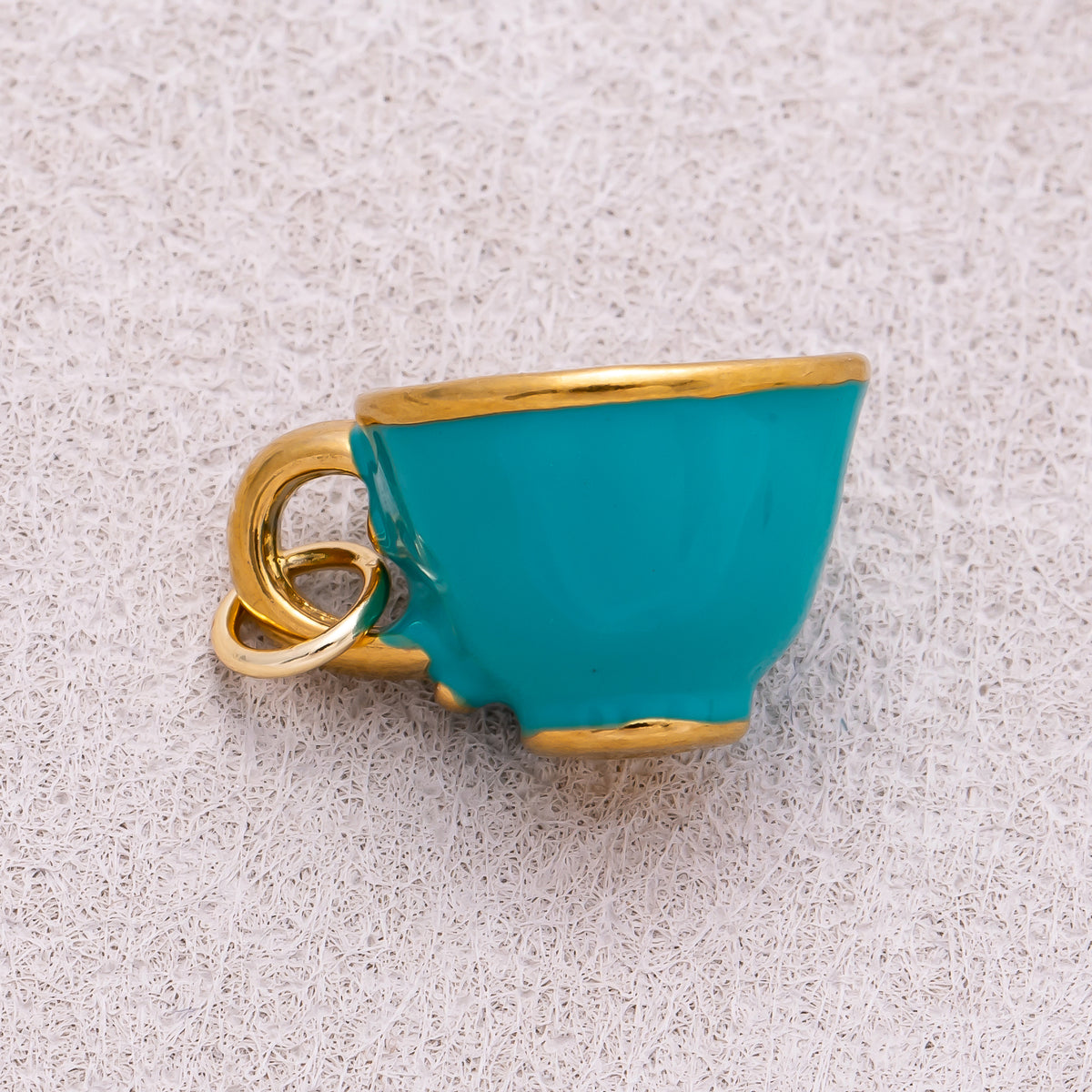 Gold PVD Stainless Steel Blue Enamel Breakfast Mug Mini Charm