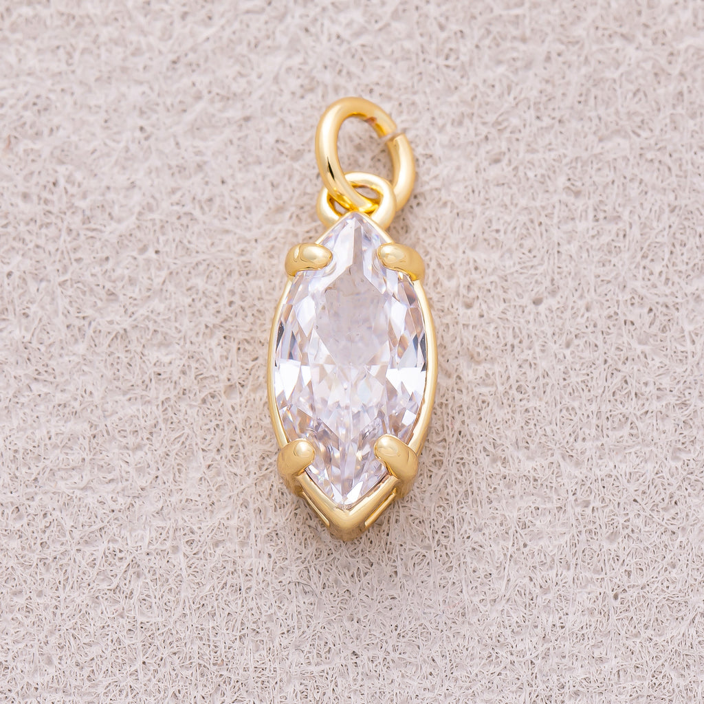 16K Gold Plated Clear CZ Marquise Charm - Sold Each
