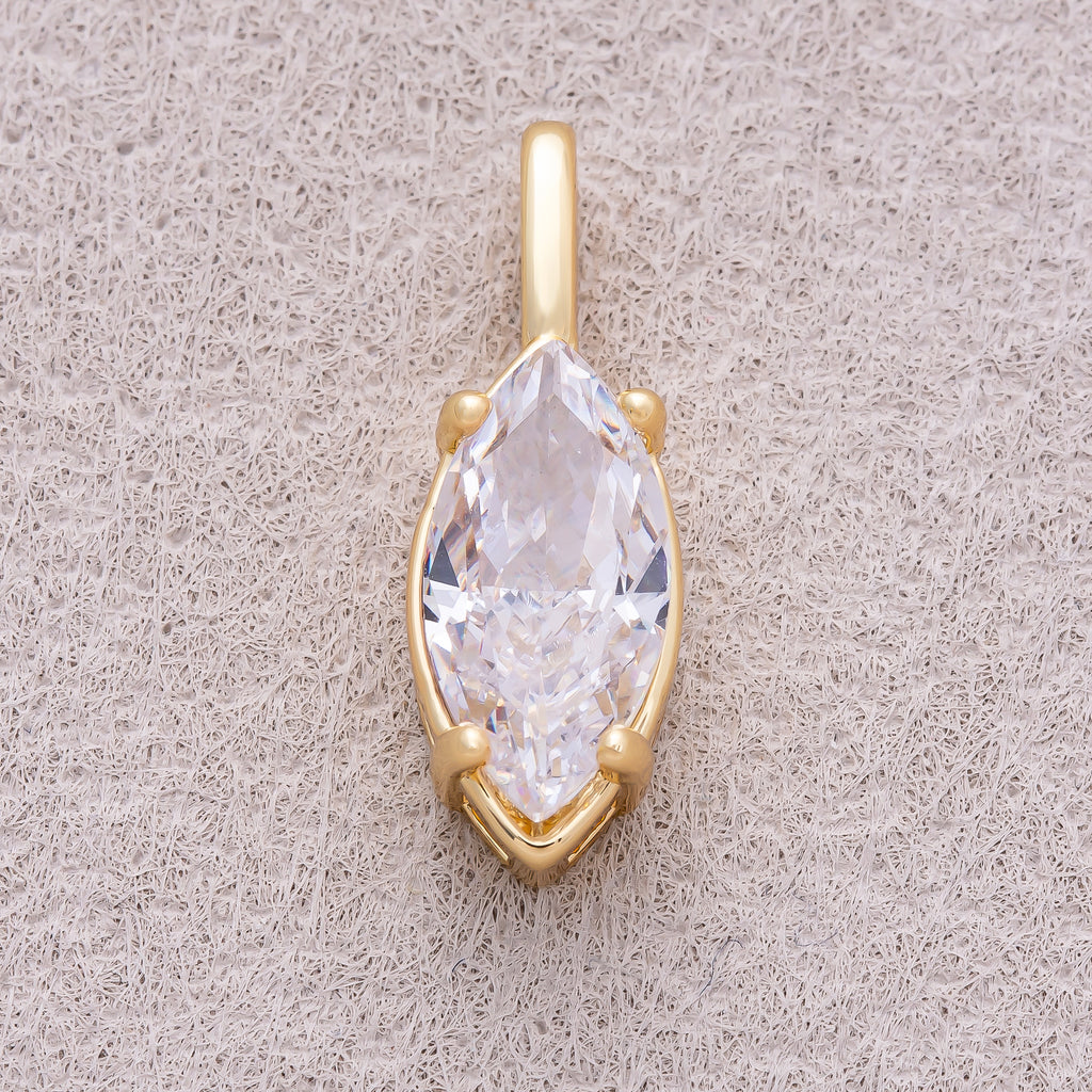 16K Gold Plated Clear CZ Marquise Pendant - Sold Each
