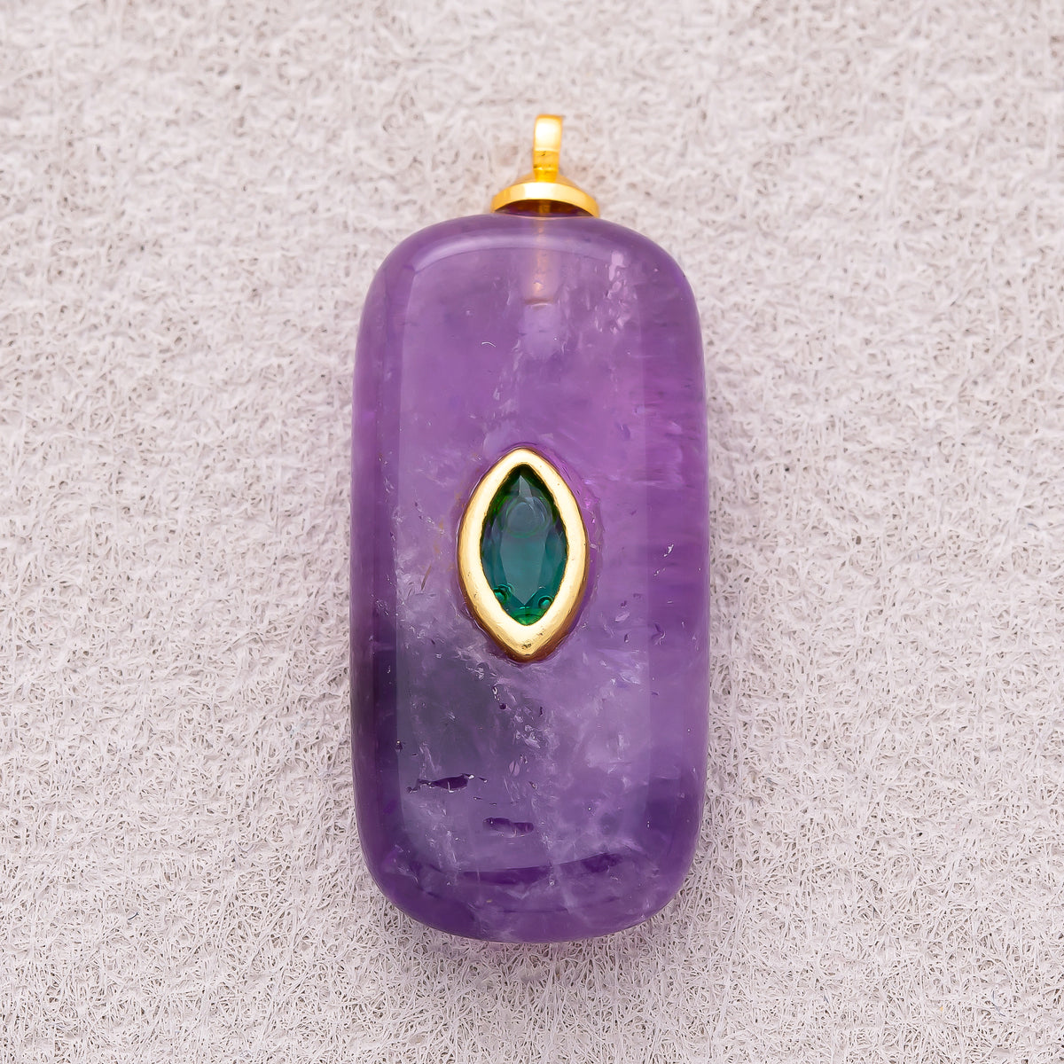 18K Gold Plated Multicolor Bezel set Natural Gemstone Rectangular Pendant - Sold Each