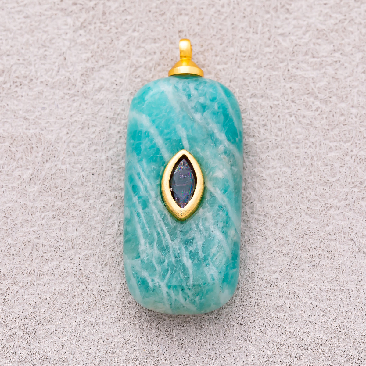 18K Gold Plated Multicolor Bezel set Natural Gemstone Rectangular Pendant - Sold Each