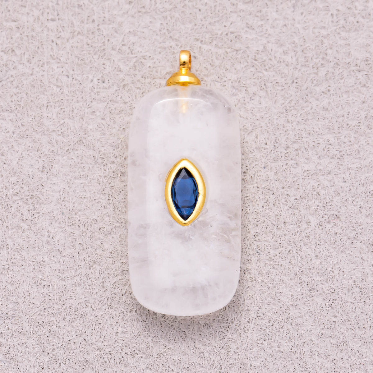 18K Gold Plated Multicolor Bezel set Natural Gemstone Rectangular Pendant - Sold Each