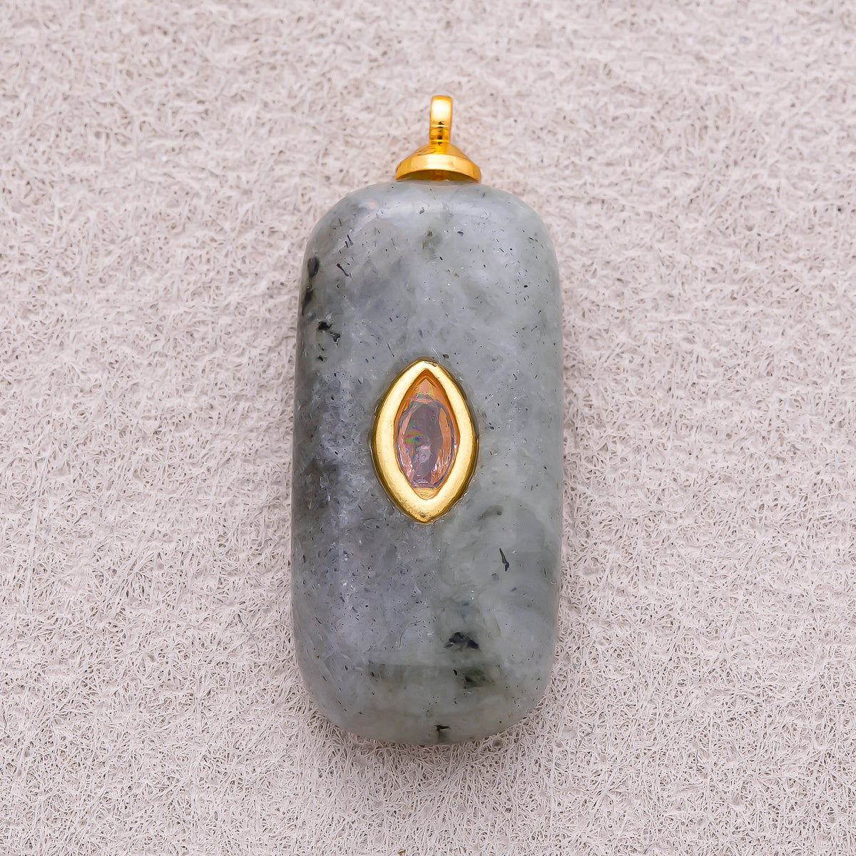 18K Gold Plated Multicolor Bezel set Natural Gemstone Rectangular Pendant - Sold Each