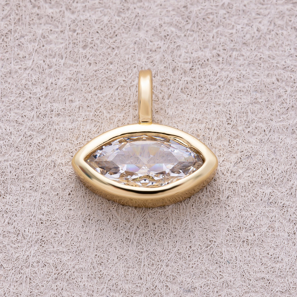 16K Gold Plated Bezel Set CZ Marquise Pendant - Sold Each