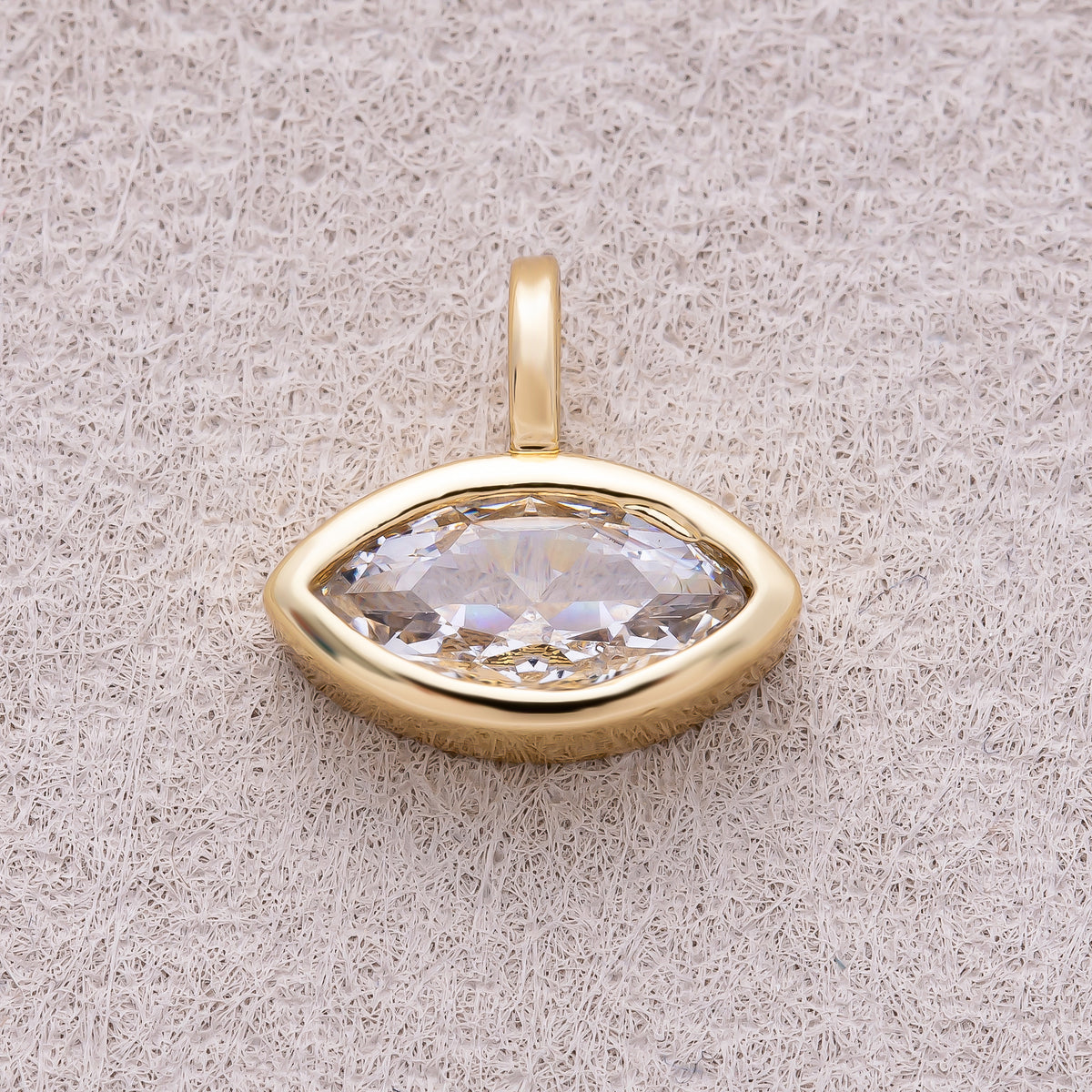16K Gold Plated Bezel Set CZ Marquise Pendant - Sold Each