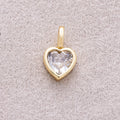 16K Gold Plated Bezel Set CZ Heart Shaped Pendant - Sold Each