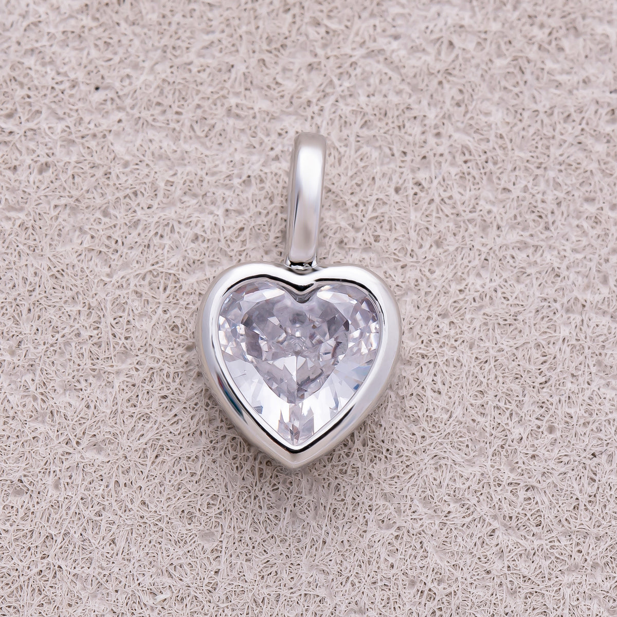 16K Gold Plated Bezel Set CZ Heart Shaped Pendant - Sold Each