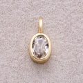 16K Gold Plated Bezel Set CZ Oval Pendant - Sold Each