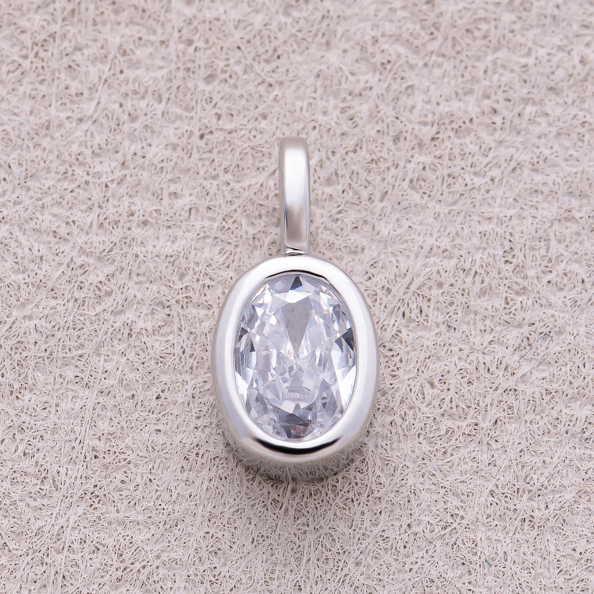 16K Gold Plated Bezel Set CZ Oval Pendant - Sold Each