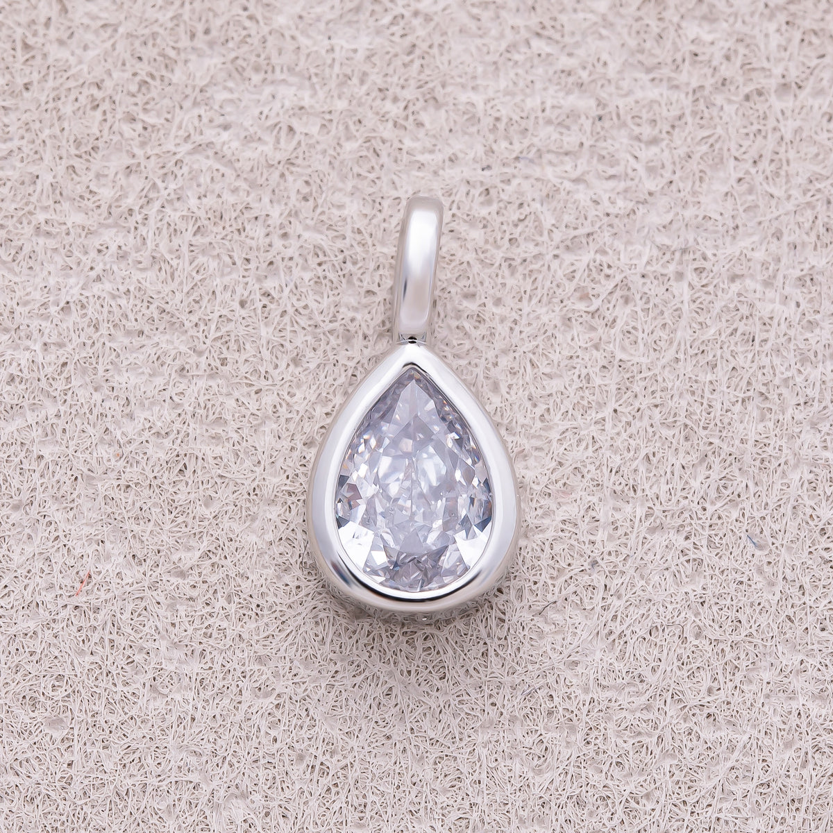 16K Gold Plated Bezel Set CZ Teardrop Mini Pendant - Sold Each