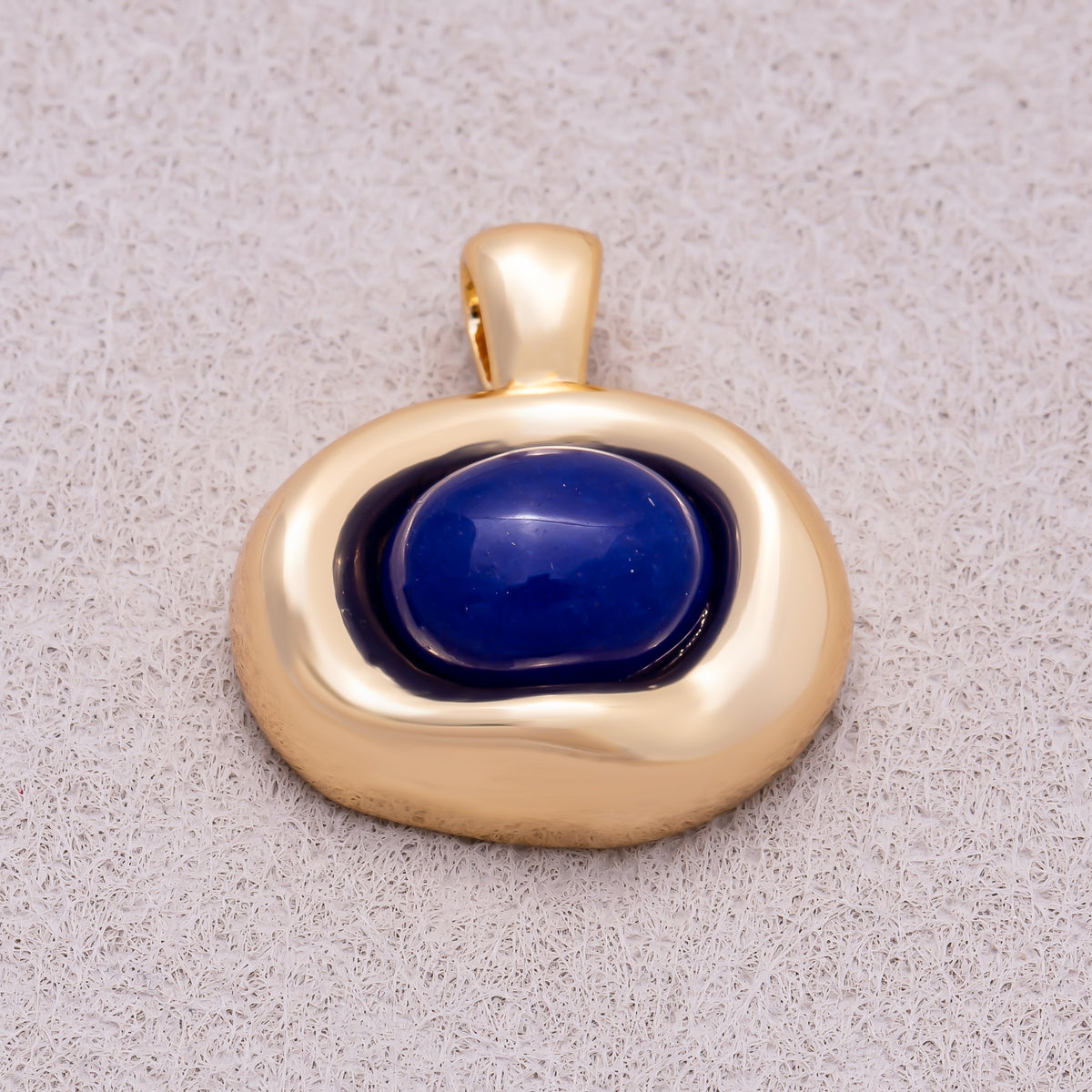 16K Gold Plated Colorful Natural Gemstone Irregular Oval Charm - Sold Each