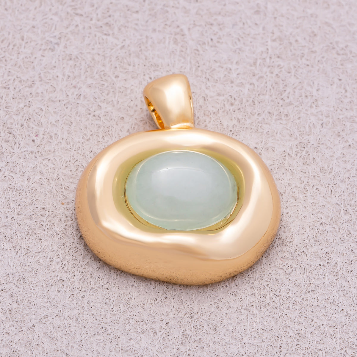 16K Gold Plated Colorful Natural Gemstone Irregular Oval Charm - Sold Each
