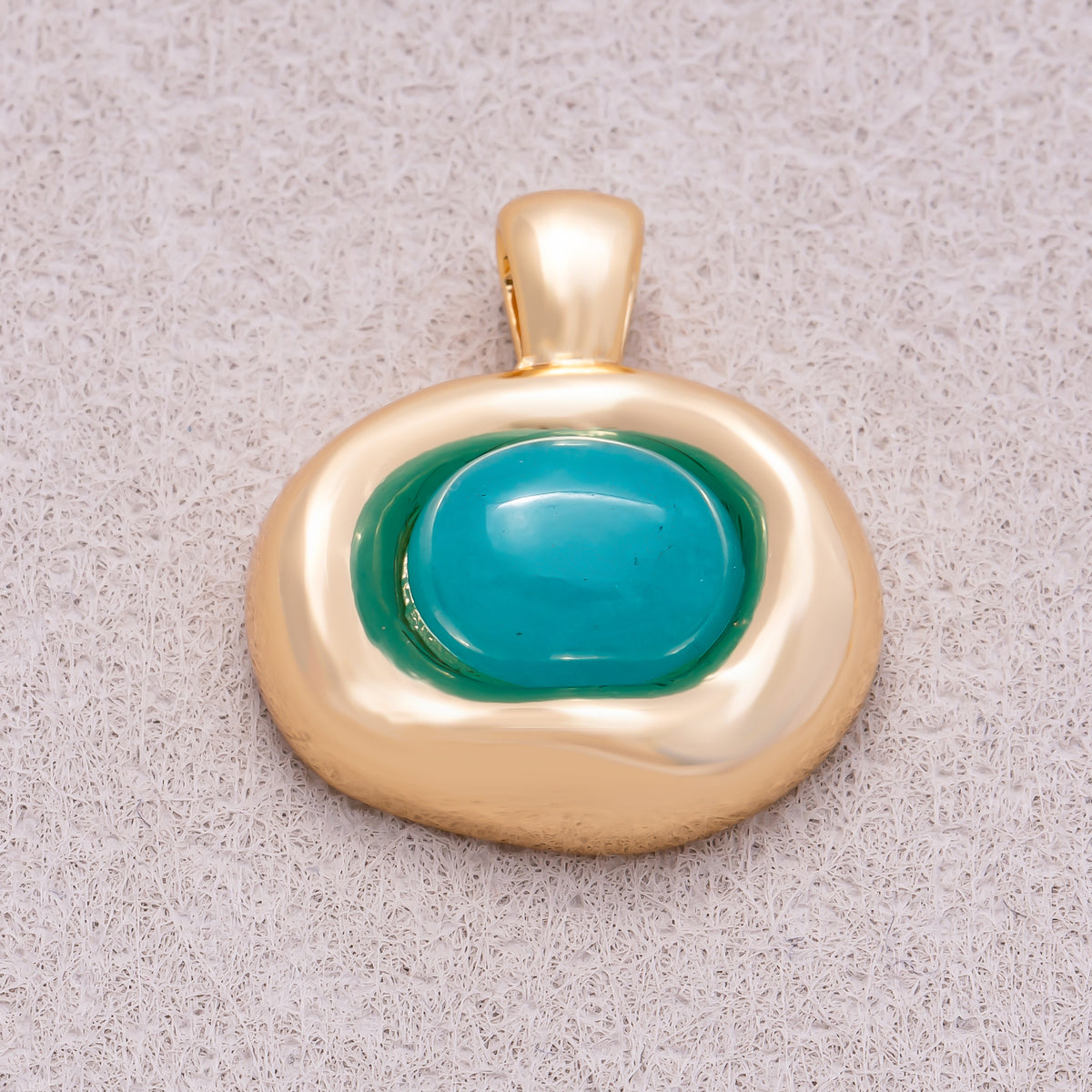 16K Gold Plated Colorful Natural Gemstone Irregular Oval Charm - Sold Each
