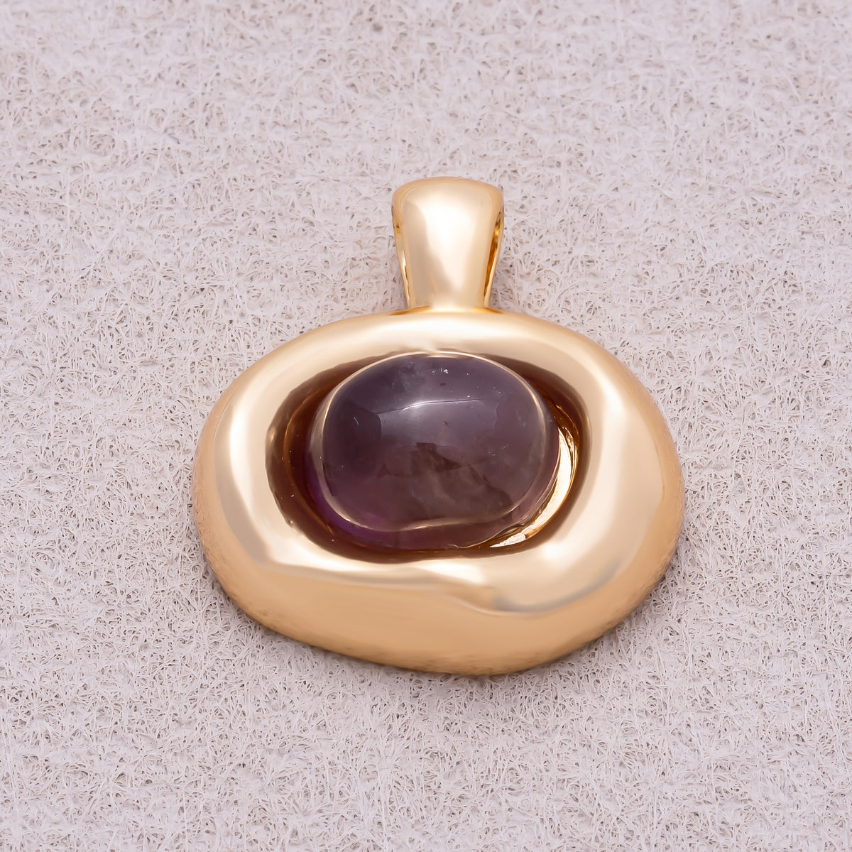16K Gold Plated Colorful Natural Gemstone Irregular Oval Charm - Sold Each